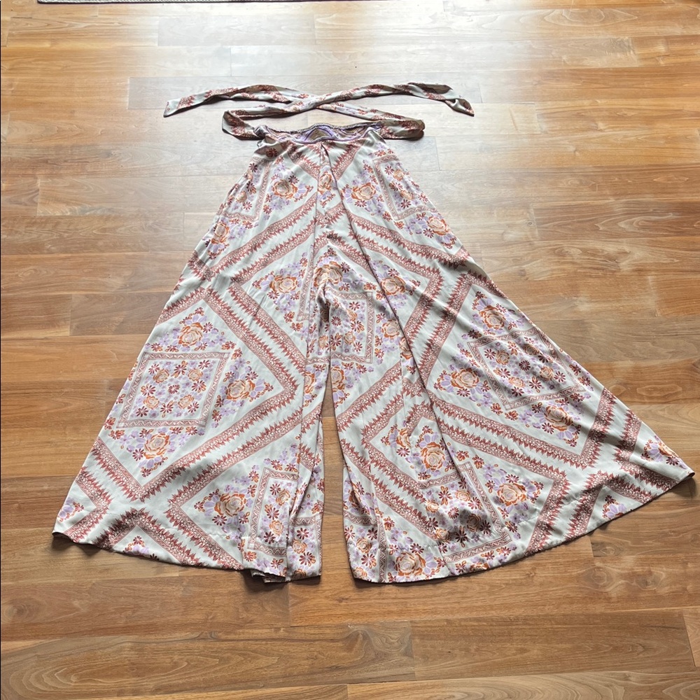 Free People Wide Legged, Strapless Bohemian Patterned Jumpsuit Unworn